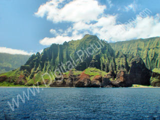 Left to Right, Kalalau Valley, Kalalau Kai and Honopu Valley, Na Pali Coast, Kauai, Hawaii