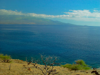 Maalaea Bay and Haleakala from near Papawai Point, Maui, Hawaii