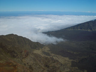 Clouds entering Koolau Gap, North Rim Haleakala Crater, East Maui, Hawaii