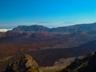 Heleakala East Rim, Maui, in the Distance Mauna Kea and Mauna Loa Above the Clouds.