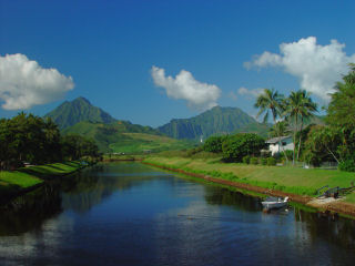 Kawainui Canal, Puu Konahuanui & Puu Lanihuli, Kailua, Windward Oahu, Hawaii